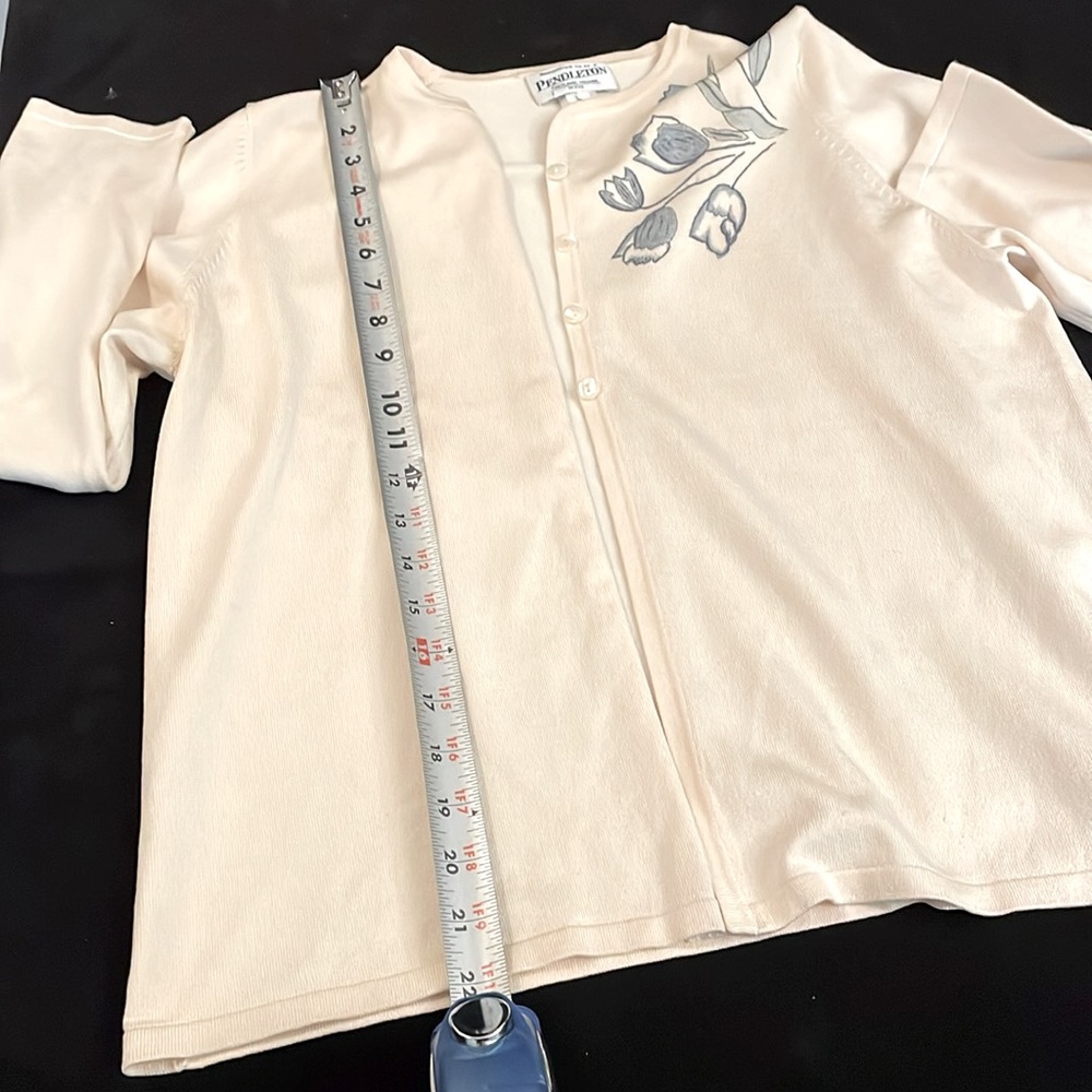 ❤️ Women’s Vintage 80’s Y2K EUC Ivory Cardigan with Floral Embroidery Sz L - Picture 7 of 10